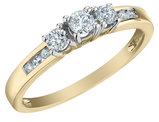 Three Stone Diamond Engagement Ring 1/3 Carat (ctw) in 10K Yellow Gold